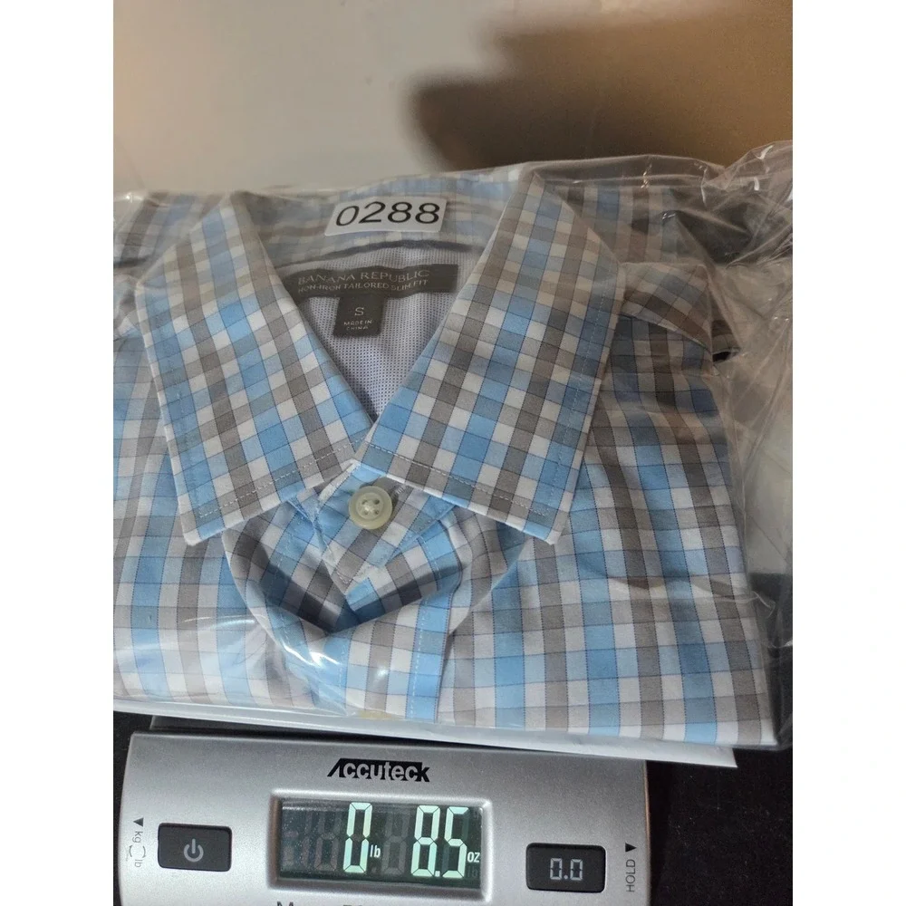 Banana Republic‎ Button Down Shirt S Blue Grey Mens Non-Iron Tailored Slim Fit